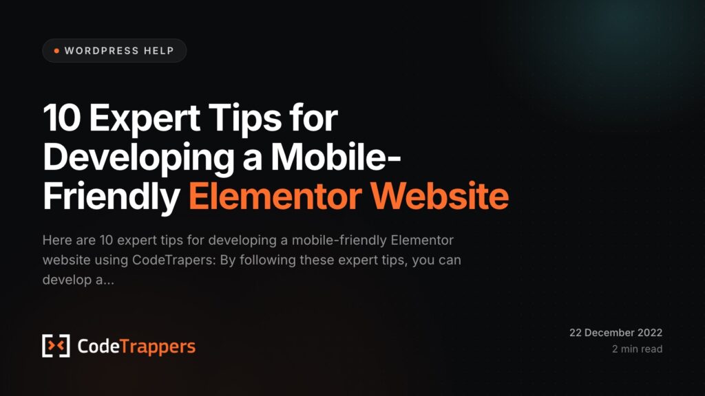 10 Expert Tips for Developing a Mobile-Friendly Elementor Website