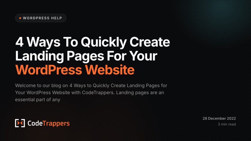 4 Ways To Quickly Create Landing Pages For Your WordPress Website