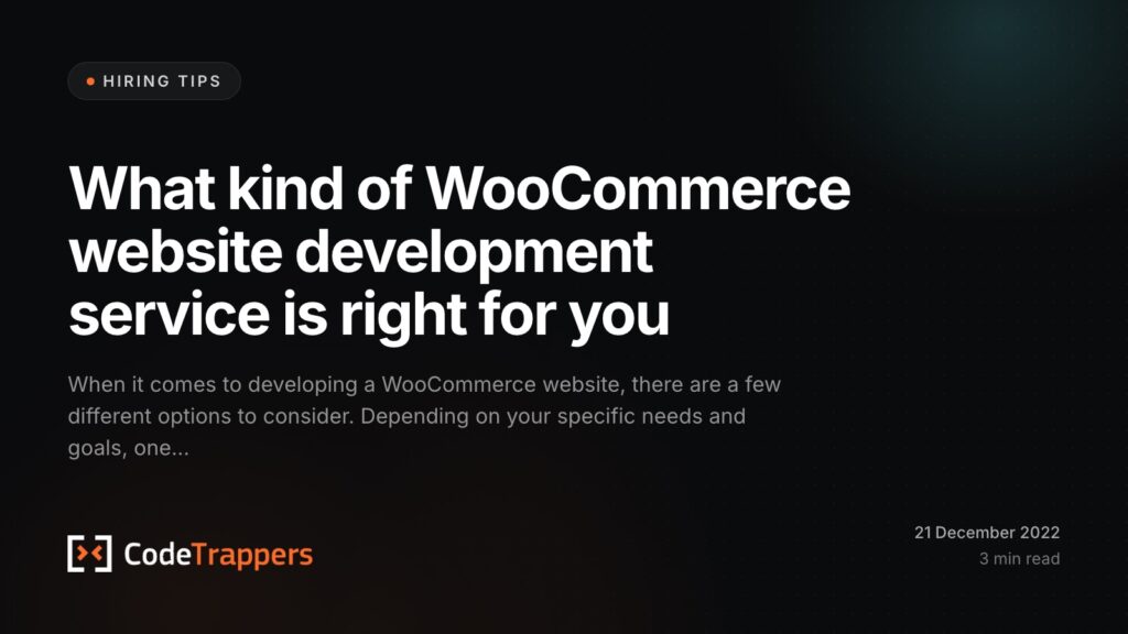 What kind of WooCommerce website development service is right for you? Our tips to ensure your WooCommerce project success.